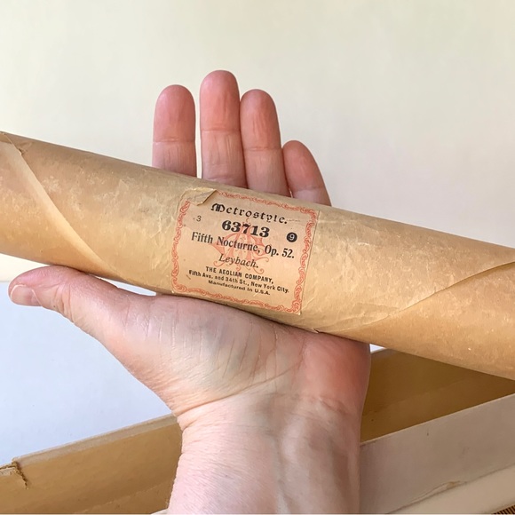 Player piano roll, antique paper scroll in original box, music - Picture 3 of 12